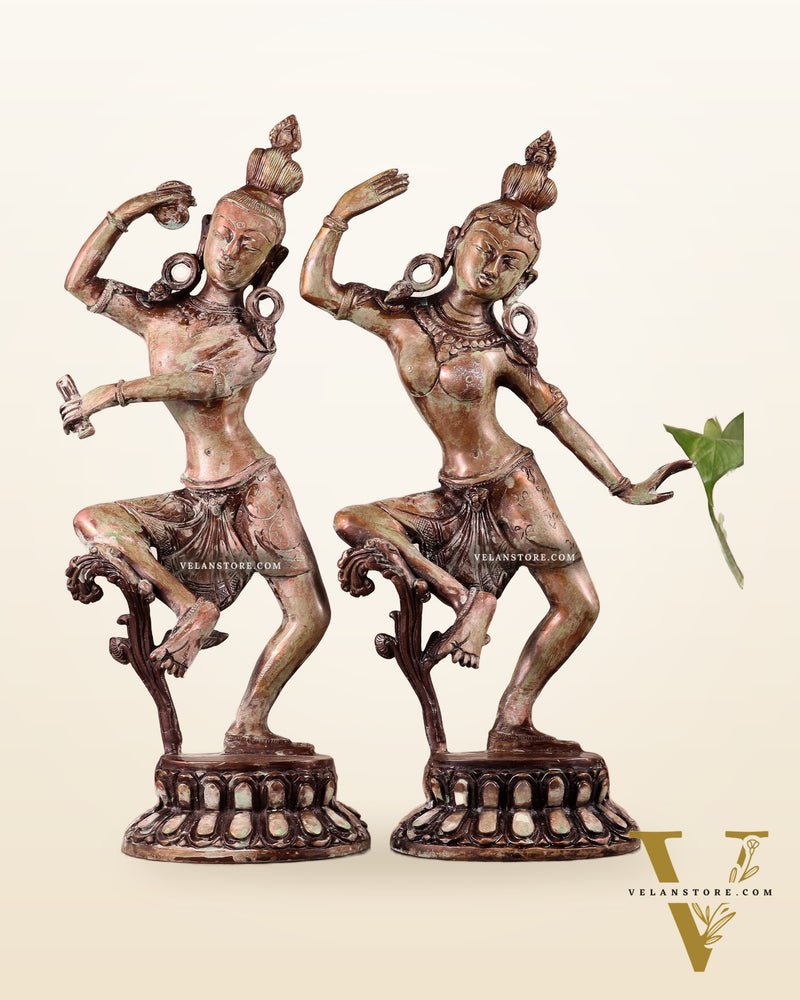 15" Lord Shiva and Parvati Dancing Idols - Pure Brass
