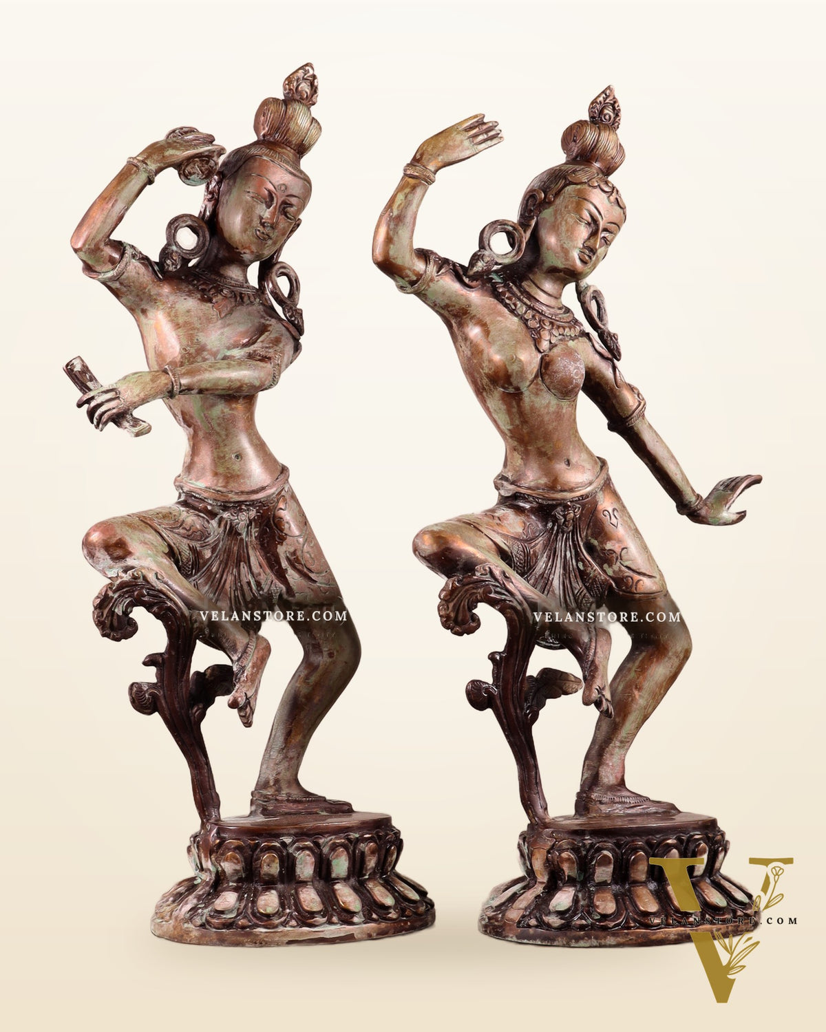 15" Lord Shiva and Parvati Dancing Idols - Pure Brass