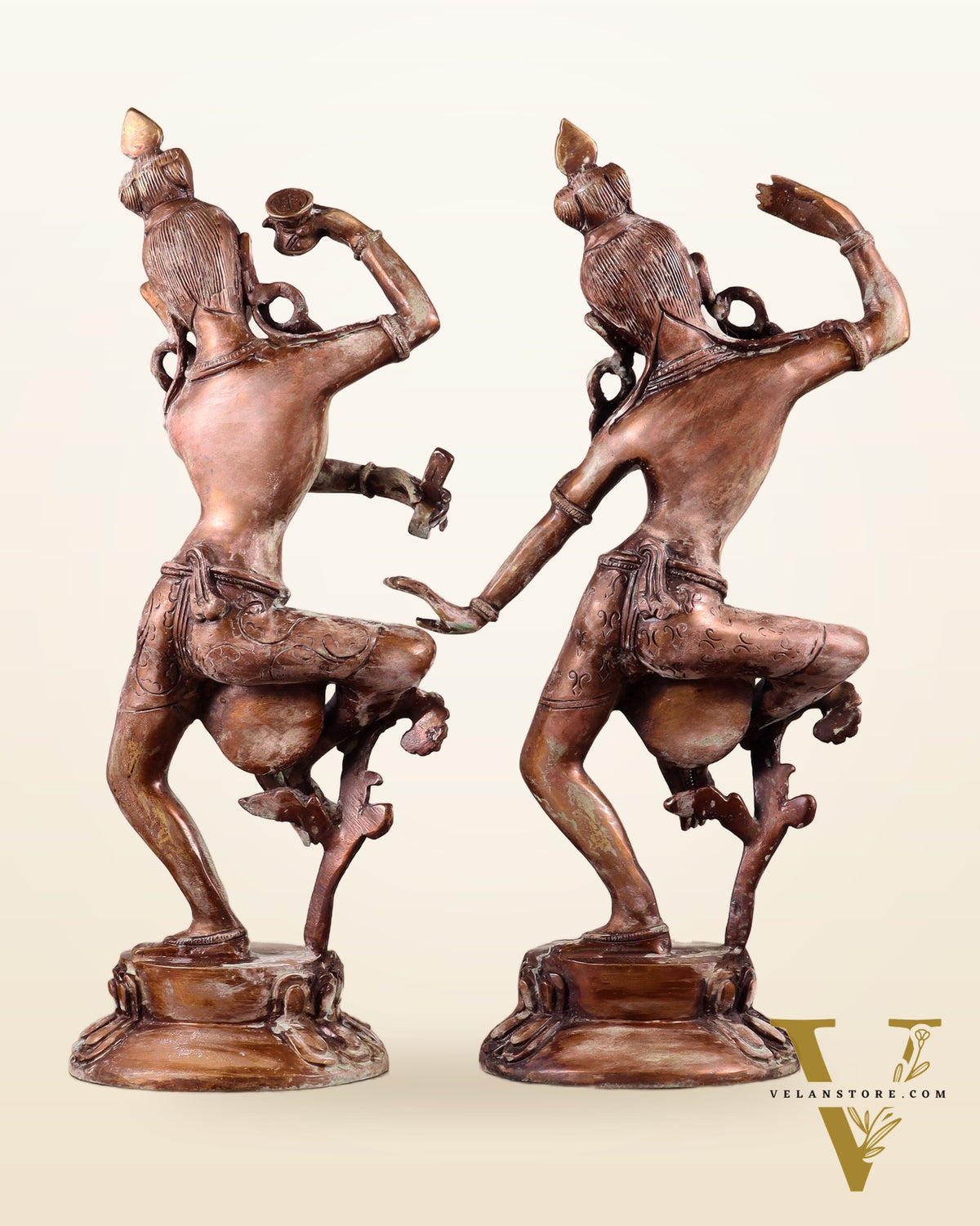 15" Lord Shiva and Parvati Dancing Idols - Pure Brass