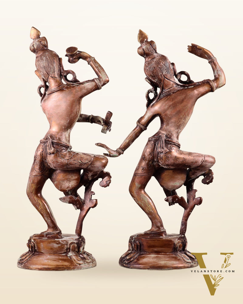 15" Lord Shiva and Parvati Dancing Idols - Pure Brass