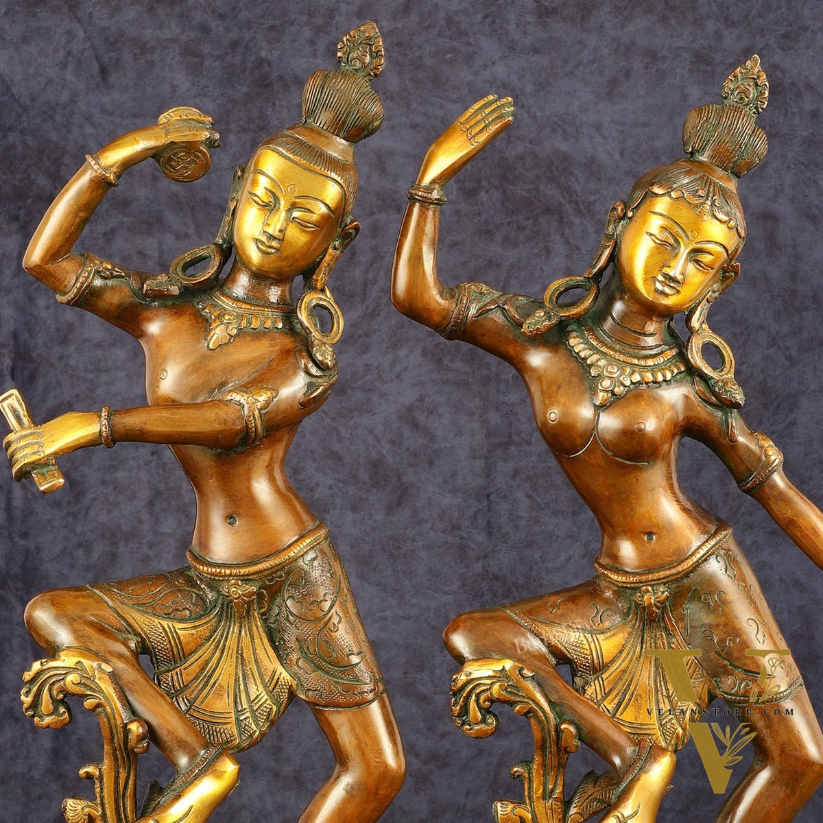 15" Lord Shiva and Parvati Dancing Idols - Pure Brass
