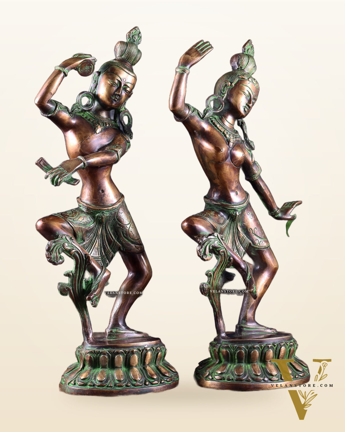 15" Lord Shiva and Parvati Dancing Idols - Pure Brass