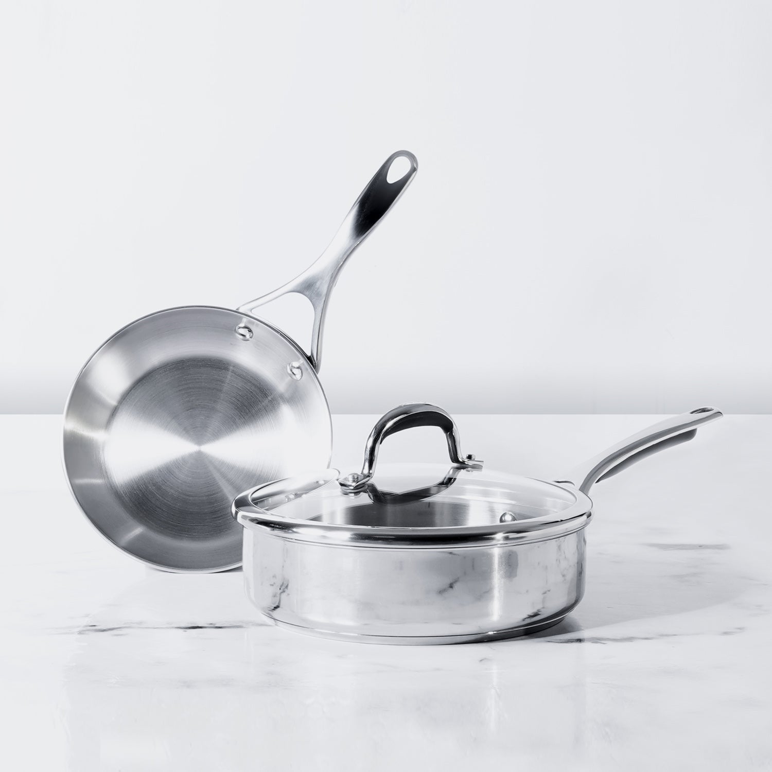 Meyer Select Stainless Steel 3-Piece Cookware Set Frypan and Sautepan With Interchangeable Lid (Gas and Induction Compatible)