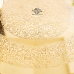 Brass Embossed Design Thali Set - Gold Dining & Gifting Set