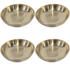 Handmade Pure Brass Rice Plate With Matt Embossed Design, Serveware, Dinnerware