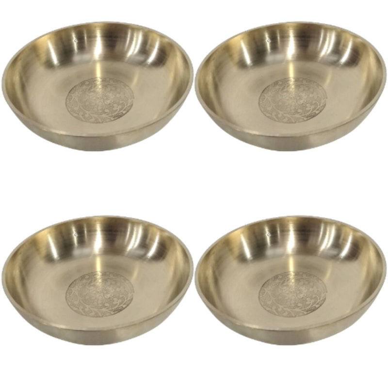 Handmade Pure Brass Rice Plate With Matt Embossed Design, Serveware, Dinnerware