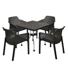 Nilkamal Orchid Captain 1 + 4 Chair Dining Set (Rust Brown)