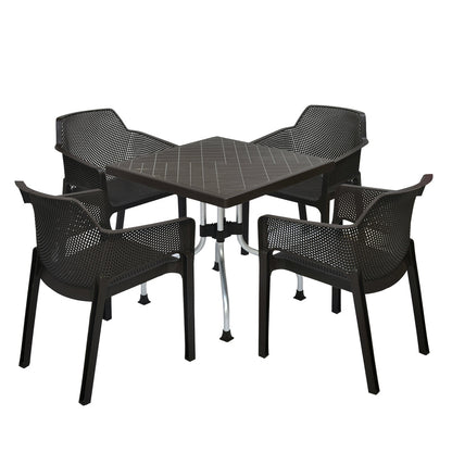 Nilkamal Orchid Captain 1 + 4 Chair Dining Set (Rust Brown)