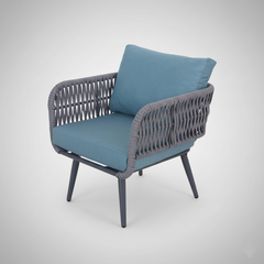 Polari Outdoor Garden Balcony Sofa Set 2 Seater , 2 Single Seater 1 Center Table Set (Grey) Braided and Rope