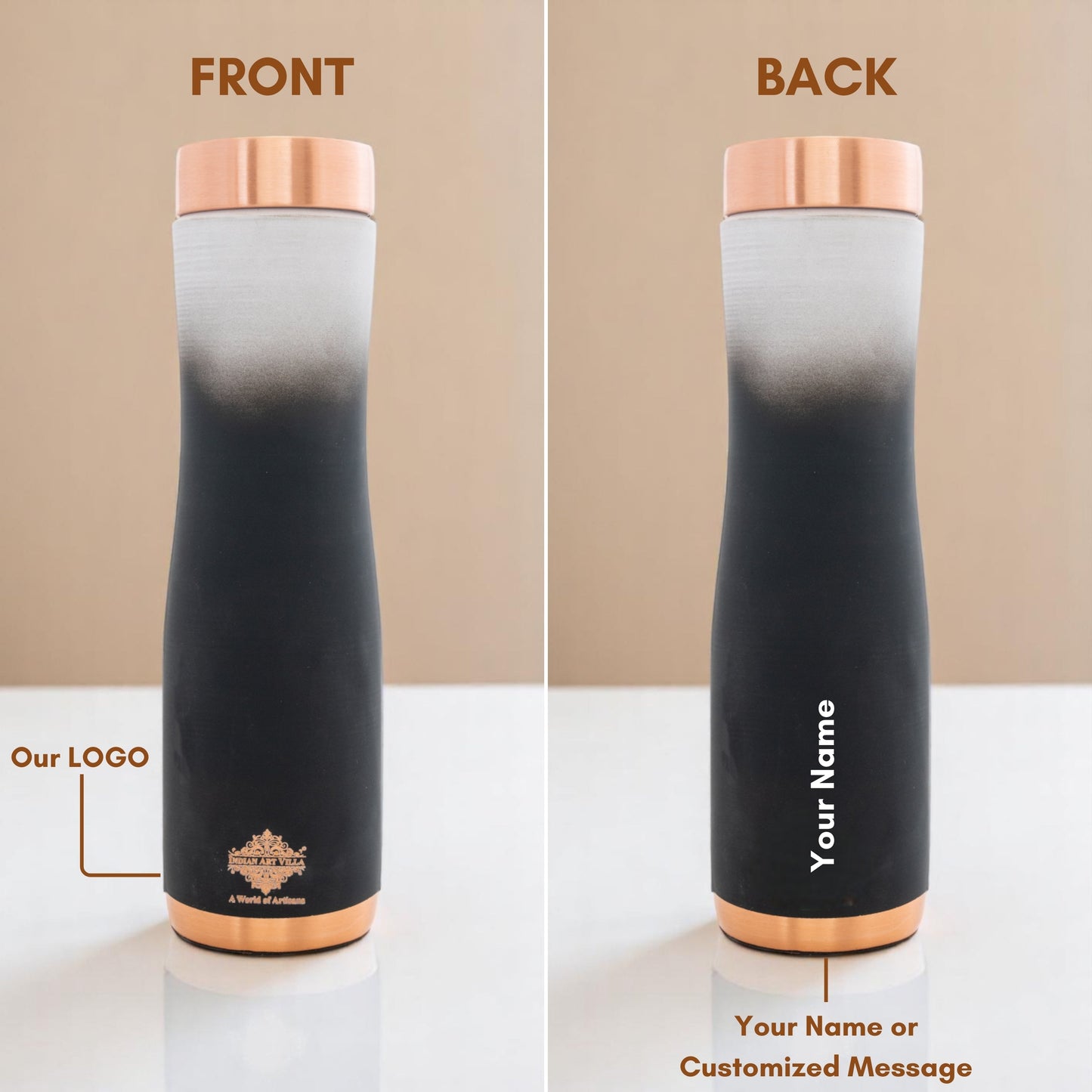 Personalized Copper Ombre Silk Finish Water Bottle
