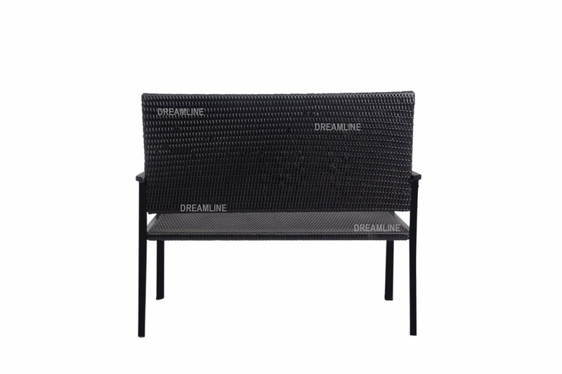 Franco Wicker 2 Seater Garden Bench for Outdoor Park - (Black)