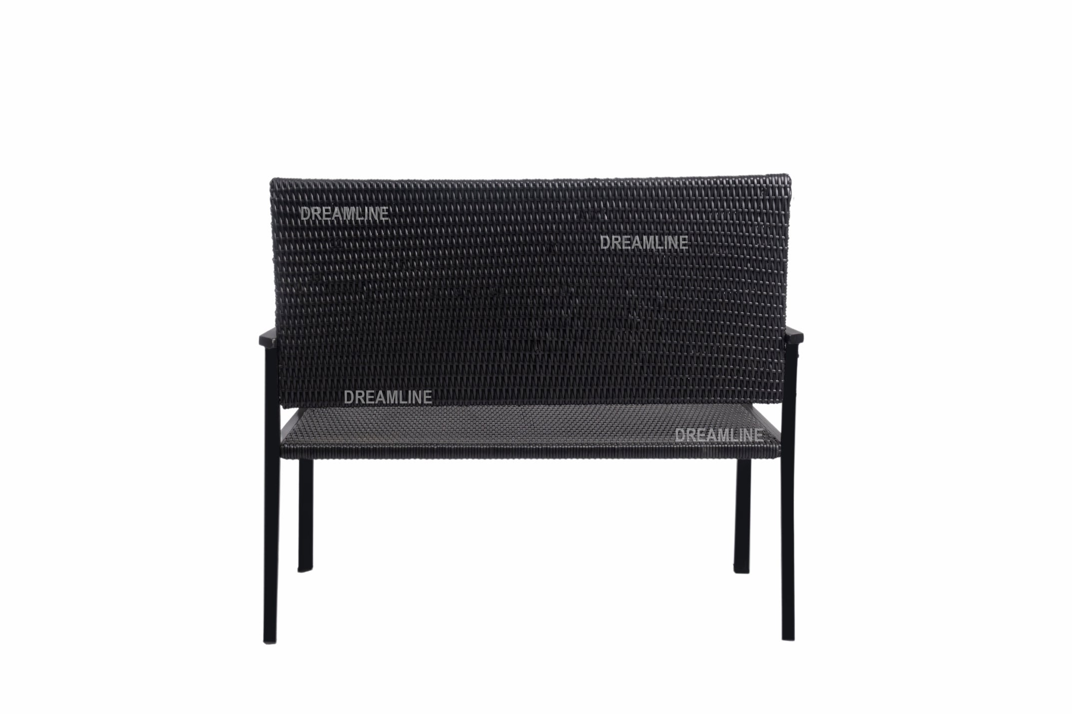 Viola Wicker 2 Seater and 1 Table Garden Bench for Outdoor Park - (Black)
