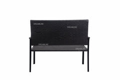 Viola Wicker 2 Seater and 1 Table Garden Bench for Outdoor Park - (Black)