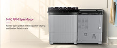 Godrej 12 Kg 5 Star, 1440 RPM Spin Motor, Tri-Roto Pulsator For Powerful Scrub, 370 W PowerMax Wash For Heavy Laundry Semi Automatic Top Load Washing Machine (WS EDGE UNO 120 5.0 PB4 MIGR, Mist grey)