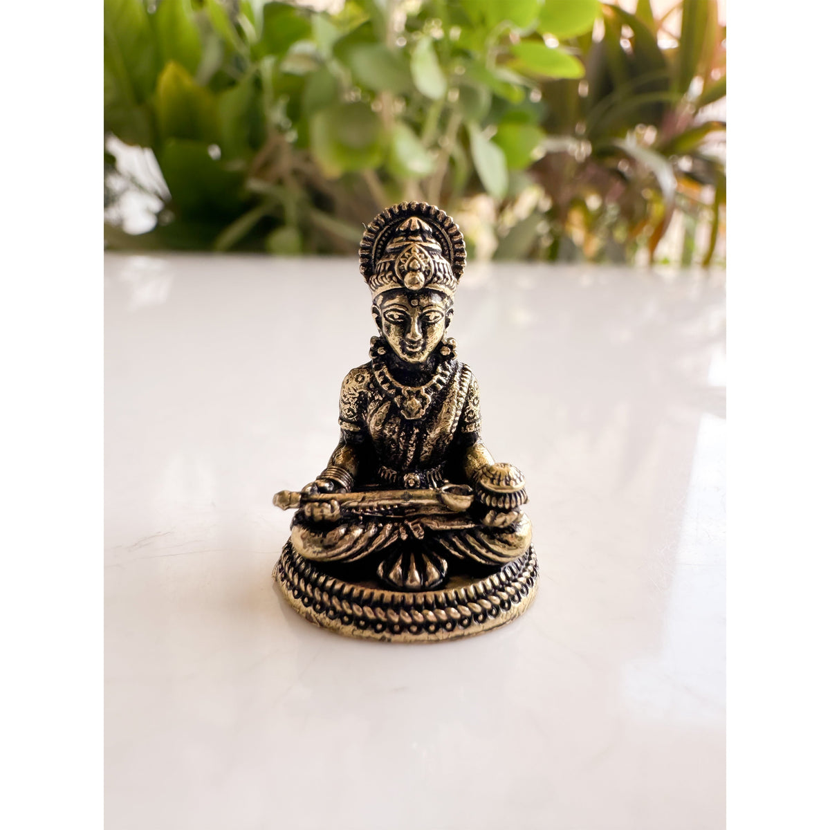 Pure Brass Miniature Maa Annapurna Sitting Murti - 2.39 cm