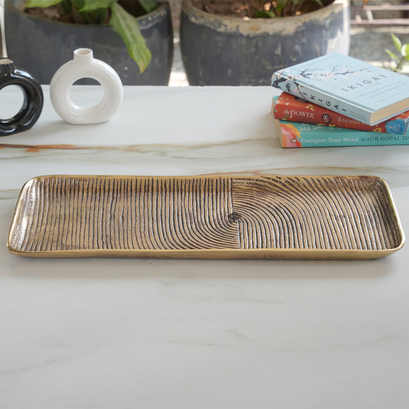 Brass Finish Handmade Tray 17.8 Inches