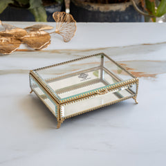 Brass & Glass Decorative Box with Embossed Shine Finish