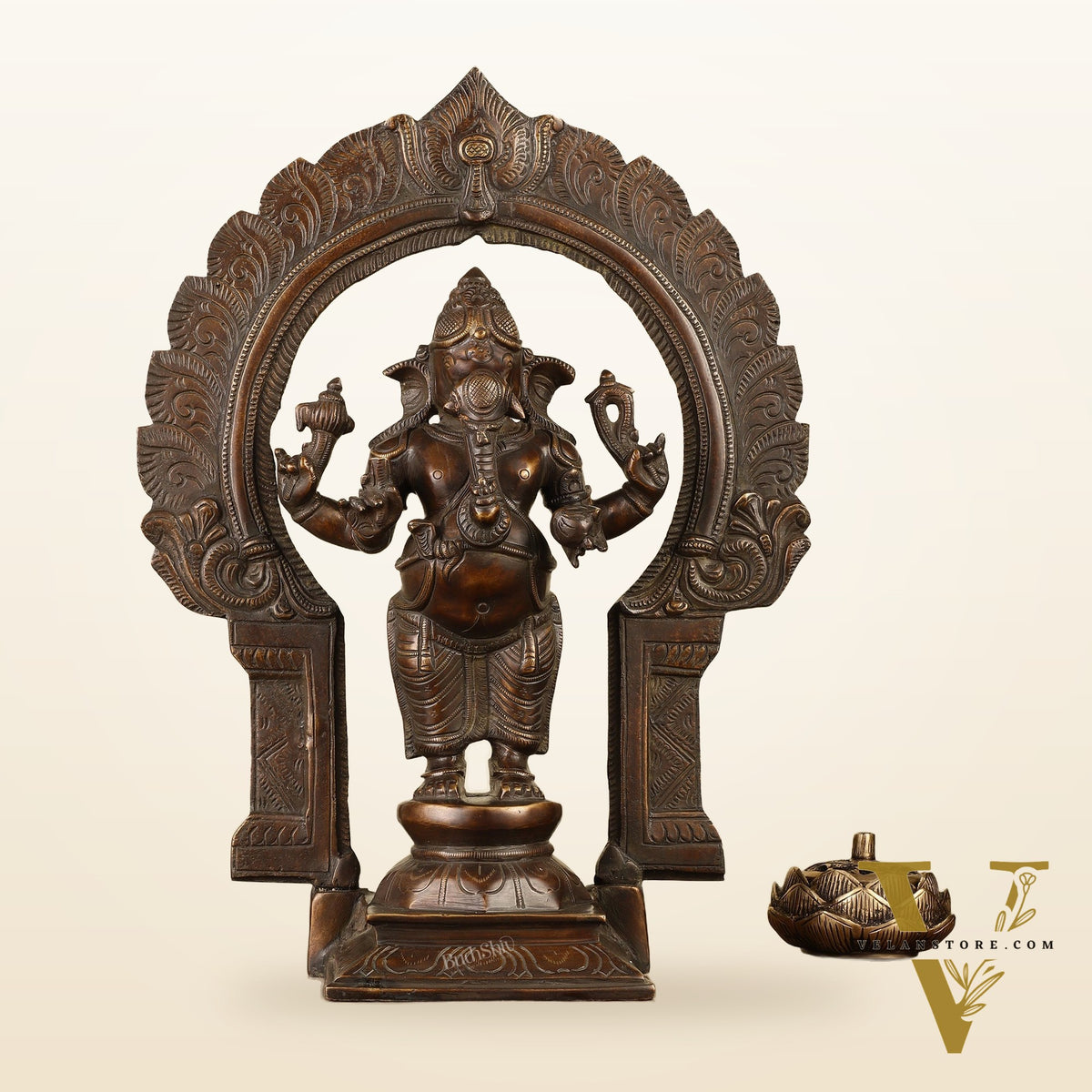 16" Brass Ganesha Standing Statue | Prabhaval Chola Style