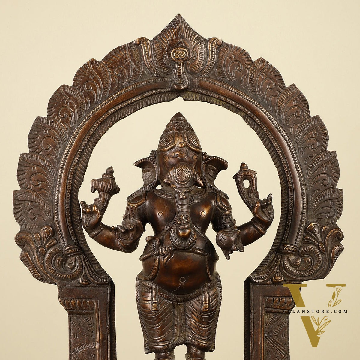 16" Brass Ganesha Standing Statue | Prabhaval Chola Style
