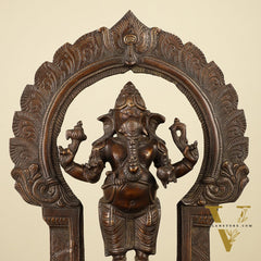 16" Brass Ganesha Standing Statue | Prabhaval Chola Style