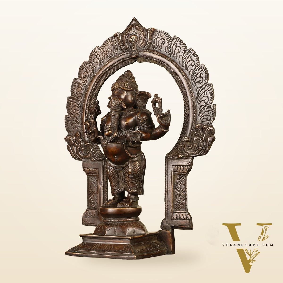 16" Brass Ganesha Standing Statue | Prabhaval Chola Style