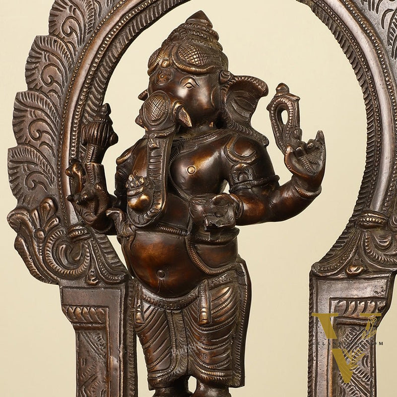 16" Brass Ganesha Standing Statue | Prabhaval Chola Style
