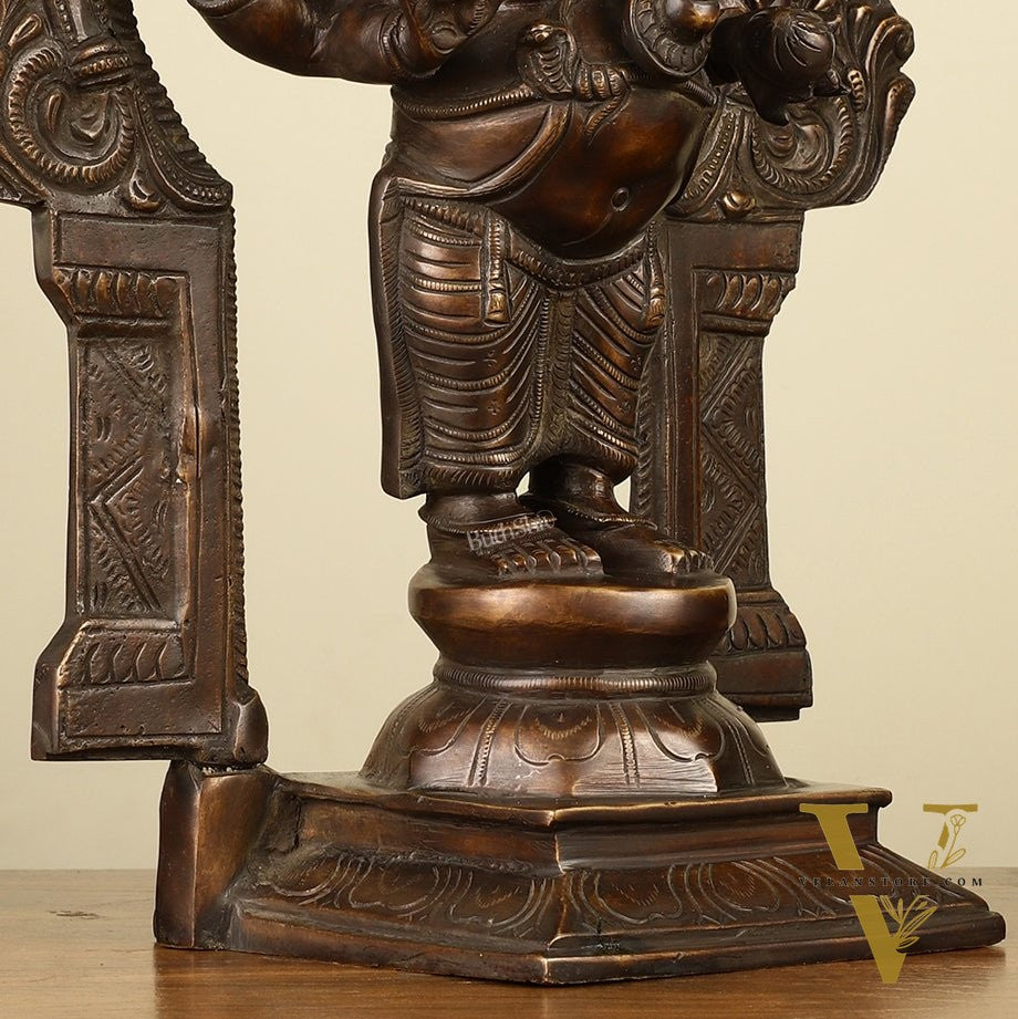16" Brass Ganesha Standing Statue | Prabhaval Chola Style