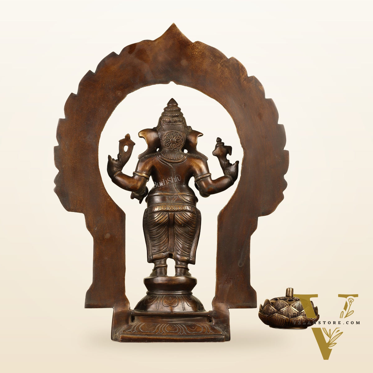 16" Brass Ganesha Standing Statue | Prabhaval Chola Style