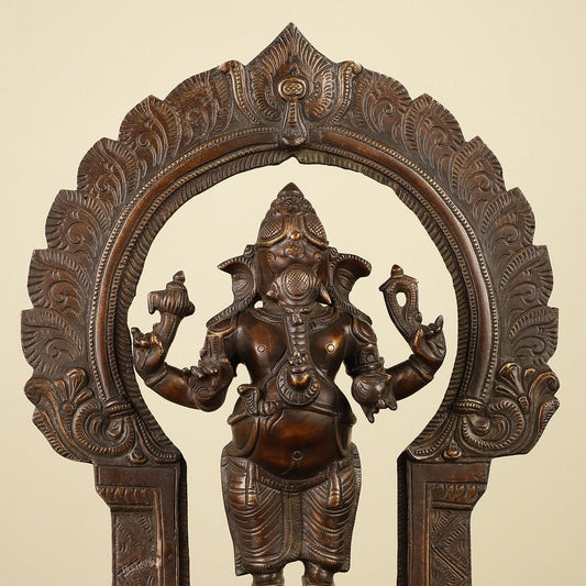 16" Brass Ganesha Standing Statue | Prabhaval Chola Style