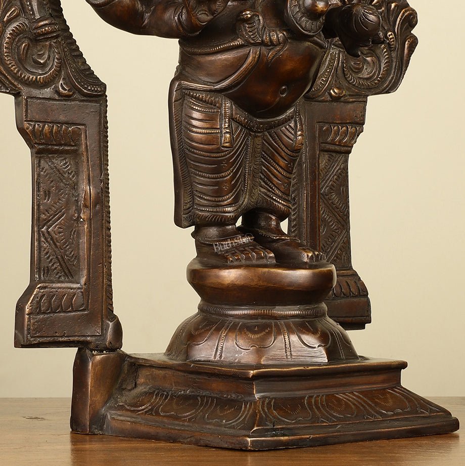 16" Brass Ganesha Standing Statue | Prabhaval Chola Style