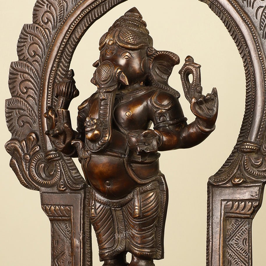 16" Brass Ganesha Standing Statue | Prabhaval Chola Style