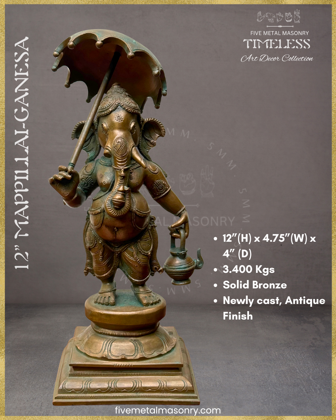 Mappillai Ganesha  Panchaloha Bronze Icon - 11"- Timeless Collection