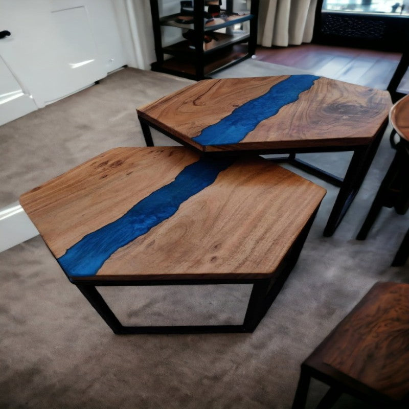 Hexagon Epoxy Resin Nest of Table