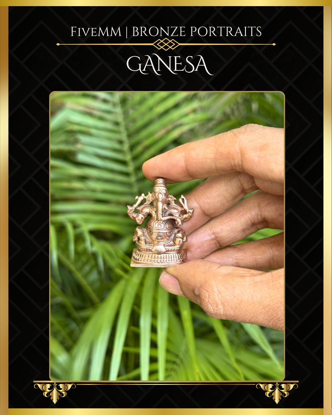 Ganesa Panchaloha Bronze Icon - 1.5" Seated (Trunk:Left) - Polished finish
