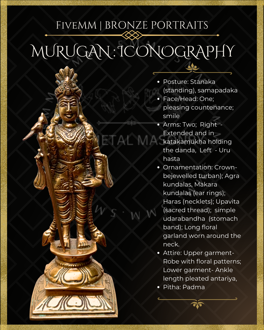 Raja Alangara Murugan Panchaloha Bronze Icon - 6"