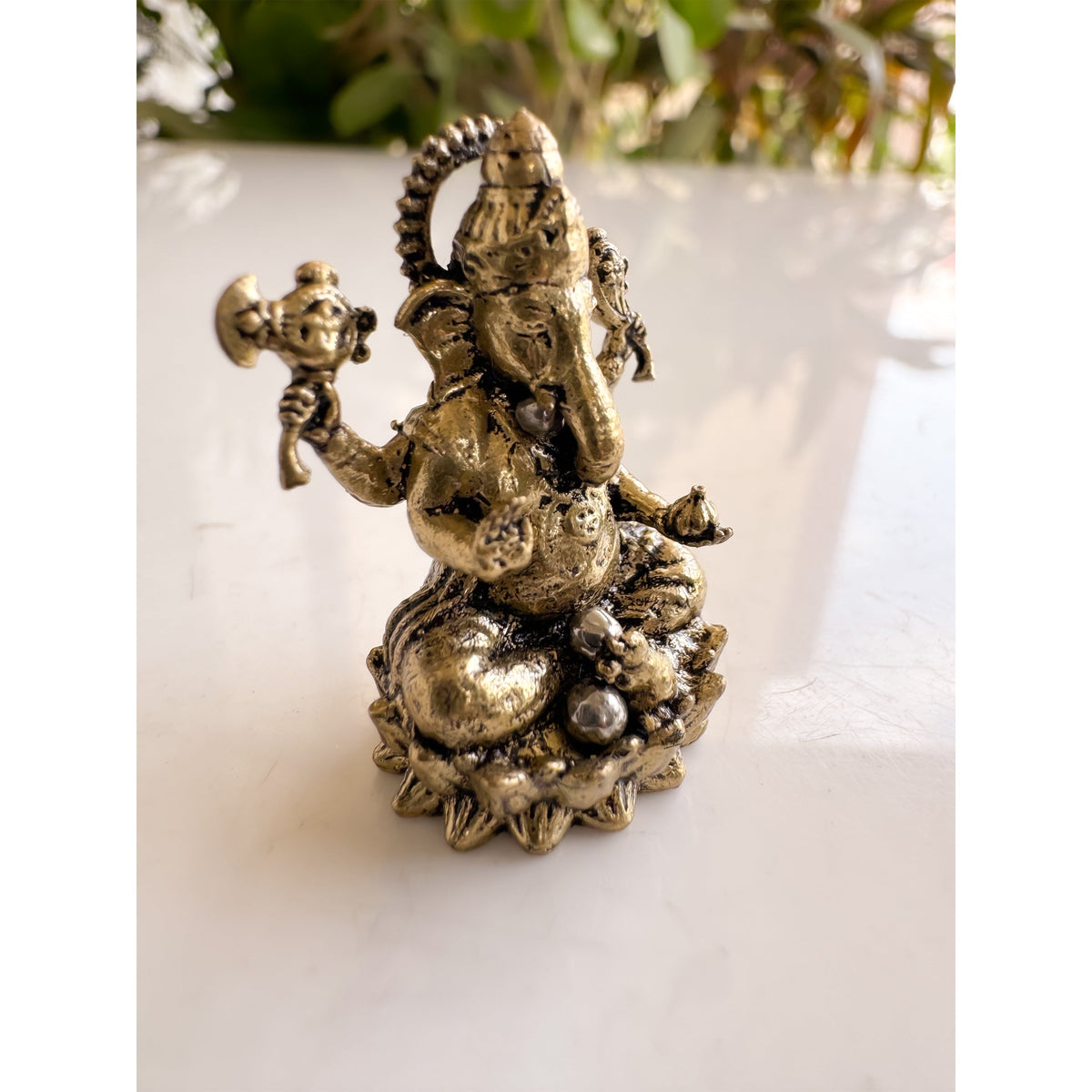 Pure Brass Miniature Ganesh Ji Murti Sitting On Lotus - 3.3 cm