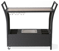 Gerrit Outdoor Patio Bar Serving Cart (Dark Brown)
