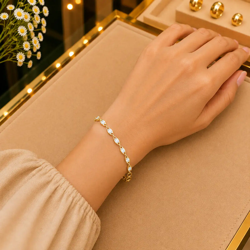 White CZ Tennis Bracelet for Women | Heart, Pear & Round Cut Stones