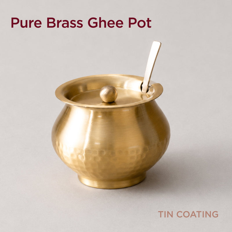 Pure Brass Ghee Pot with Tin Coating (पीतल का घी पॉट)