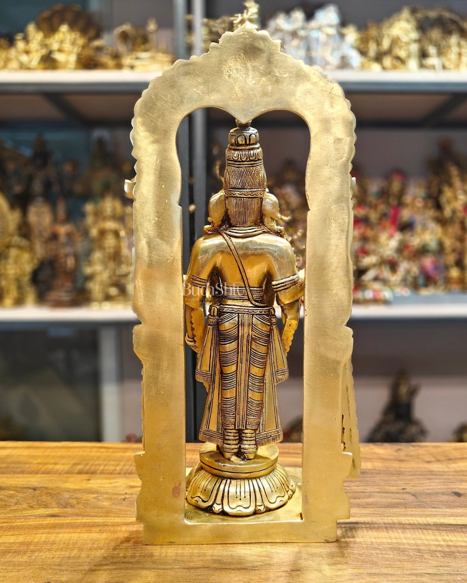 17-Inch Brass Tirupati Balaji Lord Venkateshwara with Frame antique tone