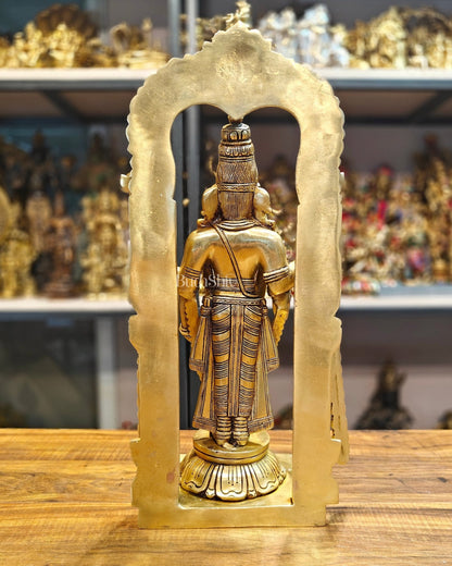 17-Inch Brass Tirupati Balaji Lord Venkateshwara with Frame antique tone