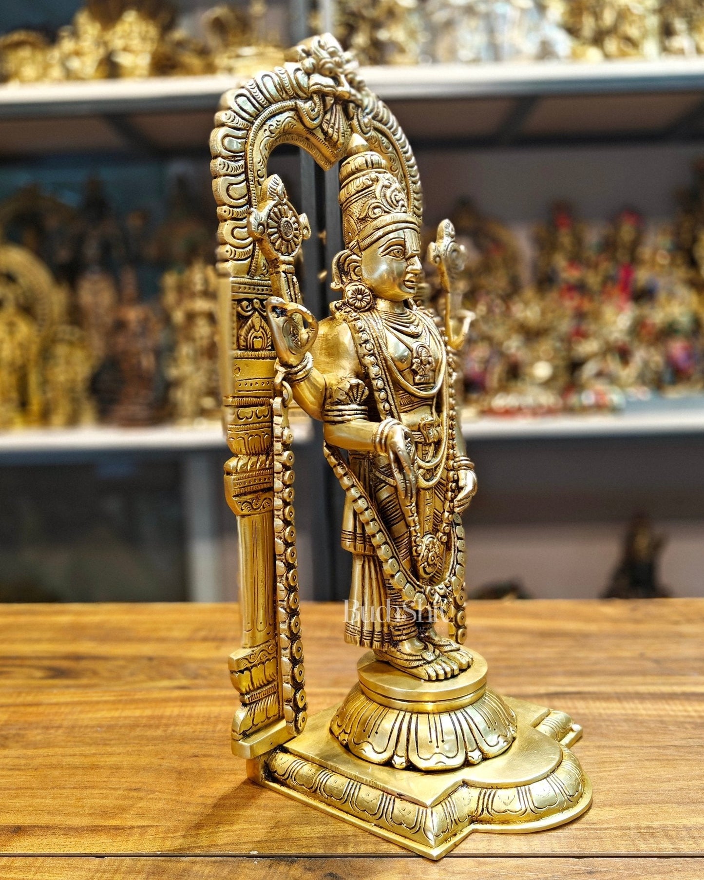 17-Inch Brass Tirupati Balaji Lord Venkateshwara with Frame antique tone