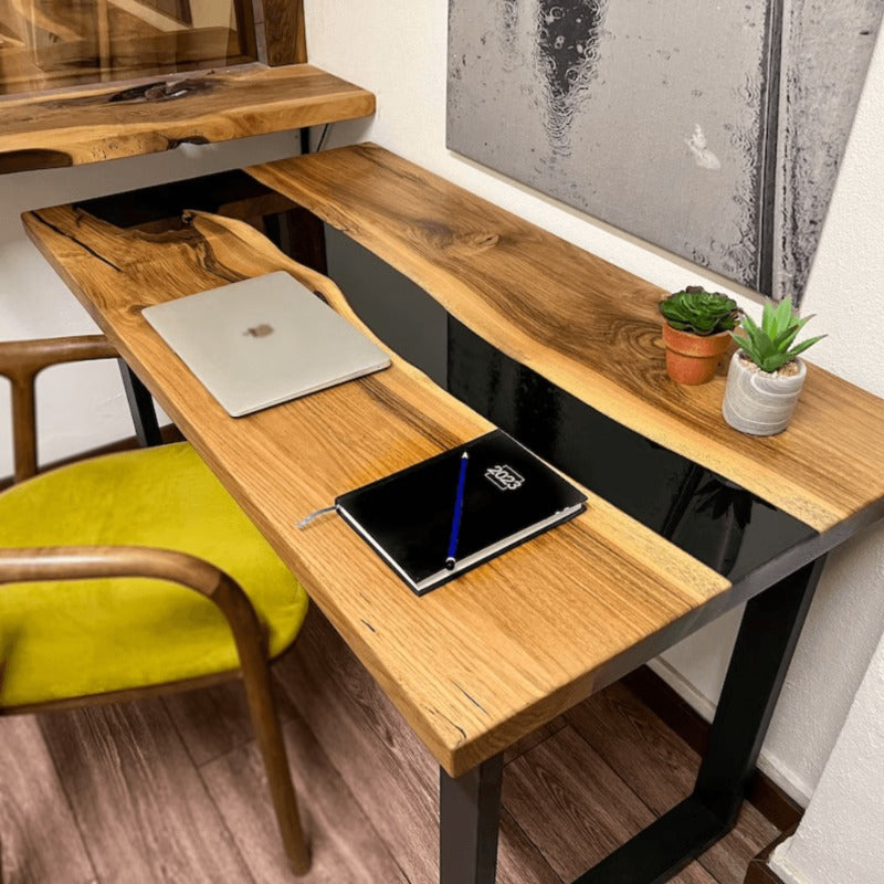 Modern Live Edge Epoxy Resin Office Desk