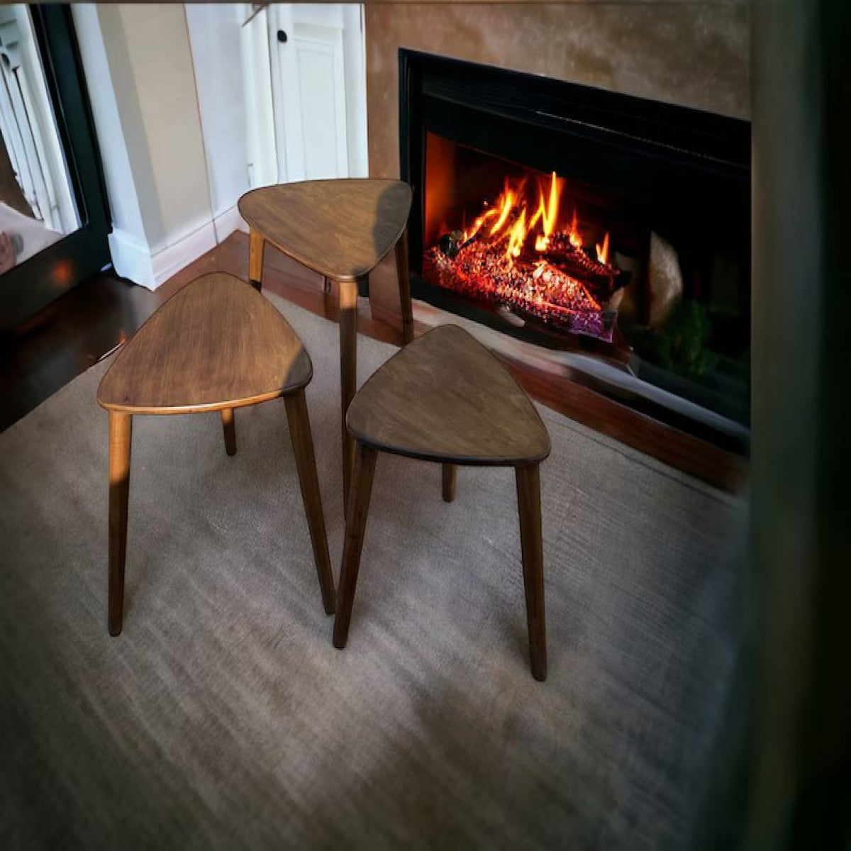 Tria Solid Wood Nesting Table Set of 3