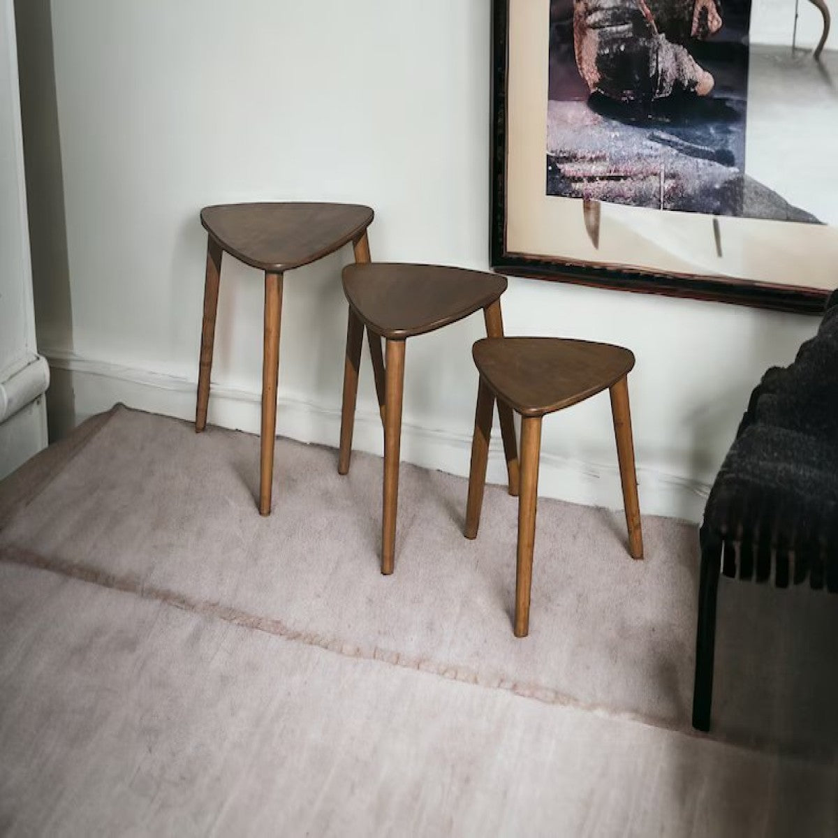 Tria Solid Wood Nesting Table Set of 3