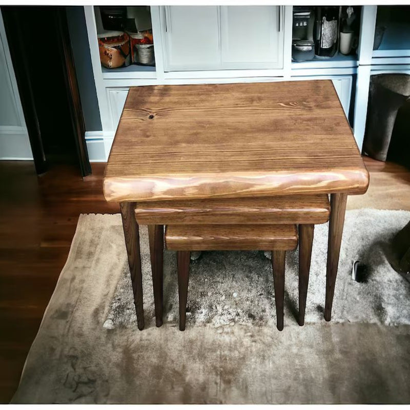Rhomboid Solid Wood Nesting Table Set of 3 Plectra Solid Wood Coffee Table