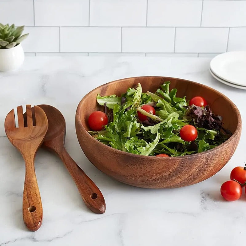 Salad bowl set | Wooden salad bowl set | Wooden caesar salad bowl set