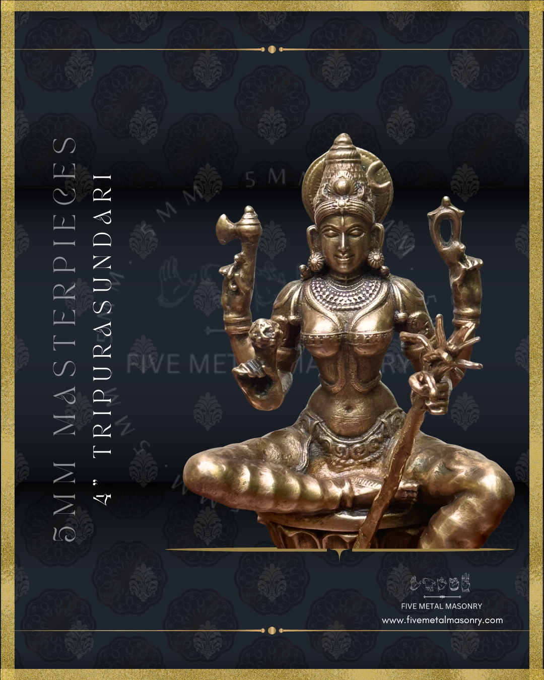 Lalitha-Tripurasundari  Panchaloha Bronze Icon - 4"-  Masterpieces Collection