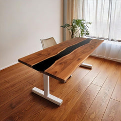 Astronix black opaque height adjustable table with white legs - 4FT x 2FT