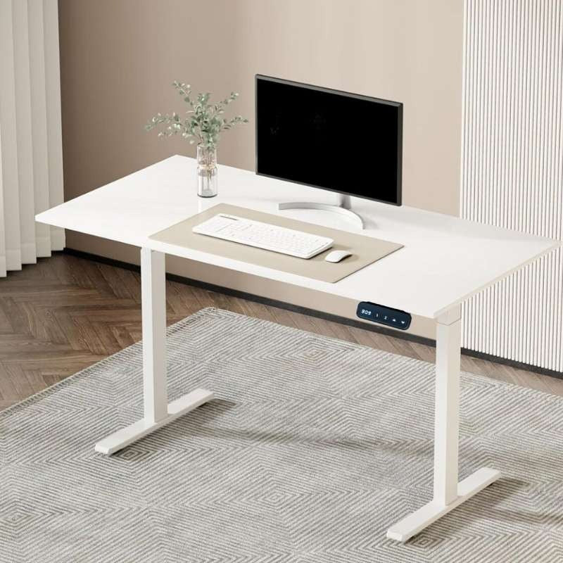 Electric Standing Computer Desk - Adjustable Height, Ergonomic Design | Desk and Frame Included | white height adjustable table with white legs
